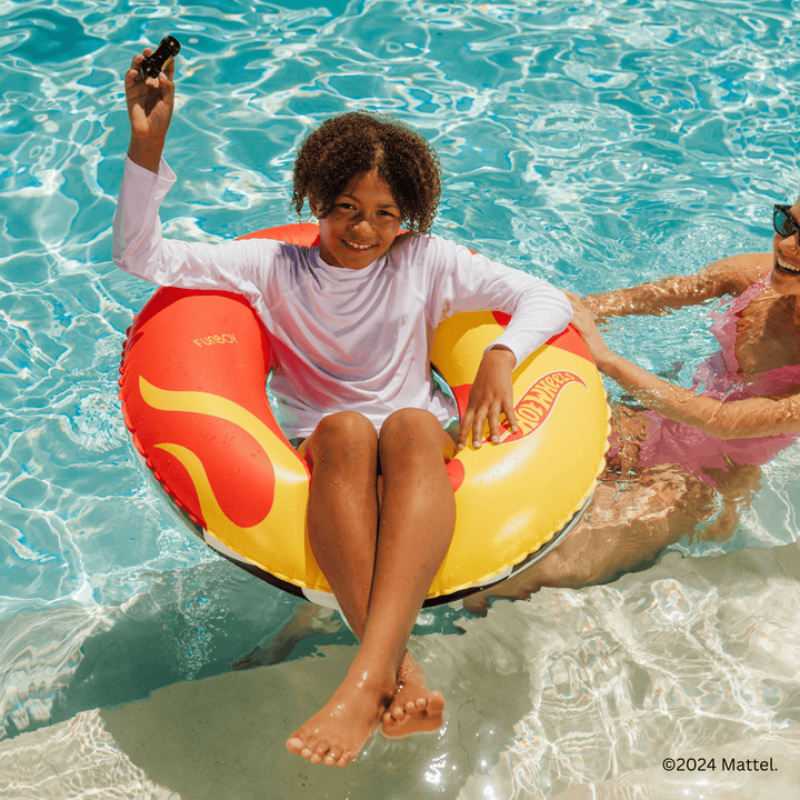 Hot Wheels Checkered Flame Kids Pool Tube Float