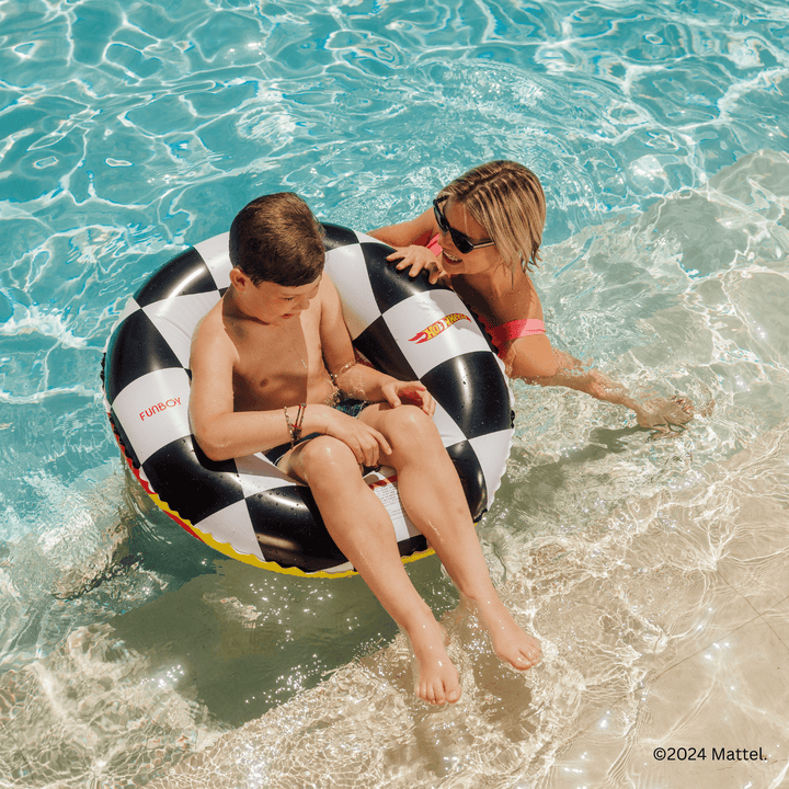 Hot Wheels Checkered Flame Kids Pool Tube Float