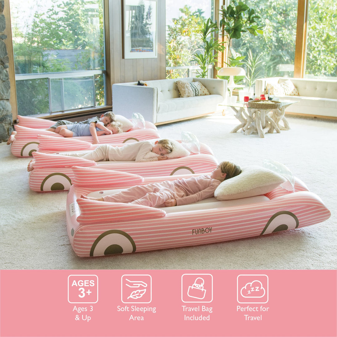 PINK VINTAGE CAR SLEEPOVER KIDS AIR MATTRESS Funboy Inflatable Mattress PINK VINTAGE CAR SLEEPOVER KIDS AIR MATTRESS Bonjour Fete - Party Supplies