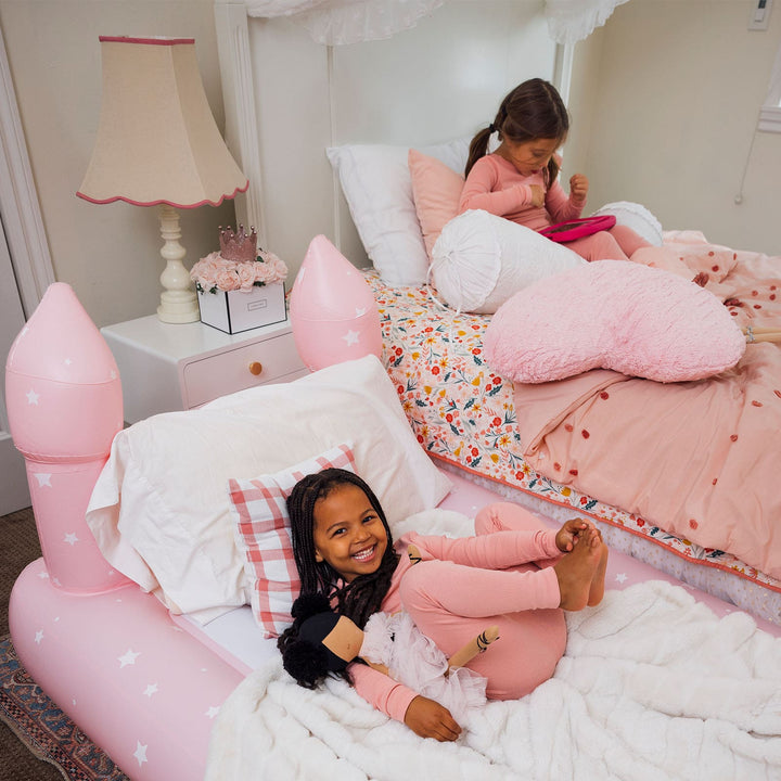 Pink Castle Sleepover Kids Air Mattress Funboy Inflatable Mattress Bonjour Fete - Party Supplies