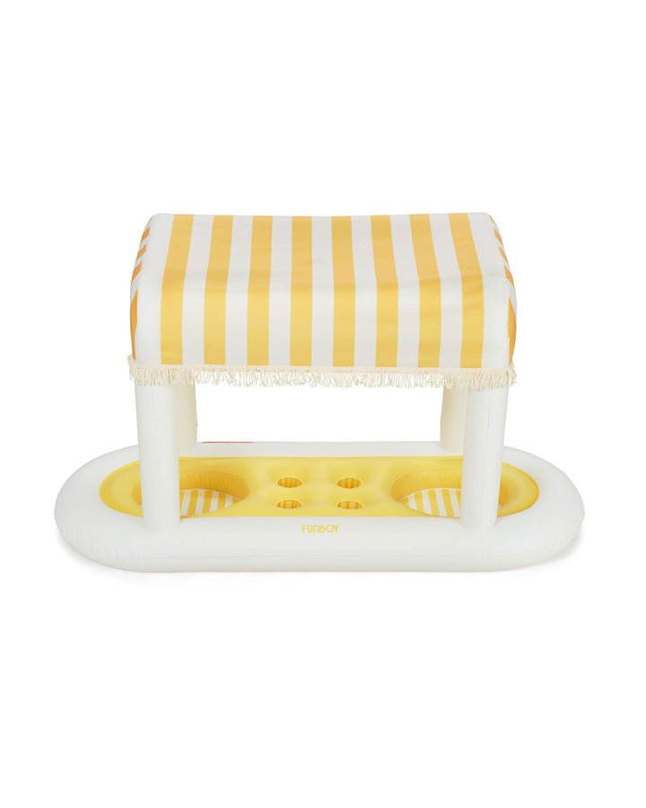 Inflatable Pool Bar, Yellow Cabana Stripe