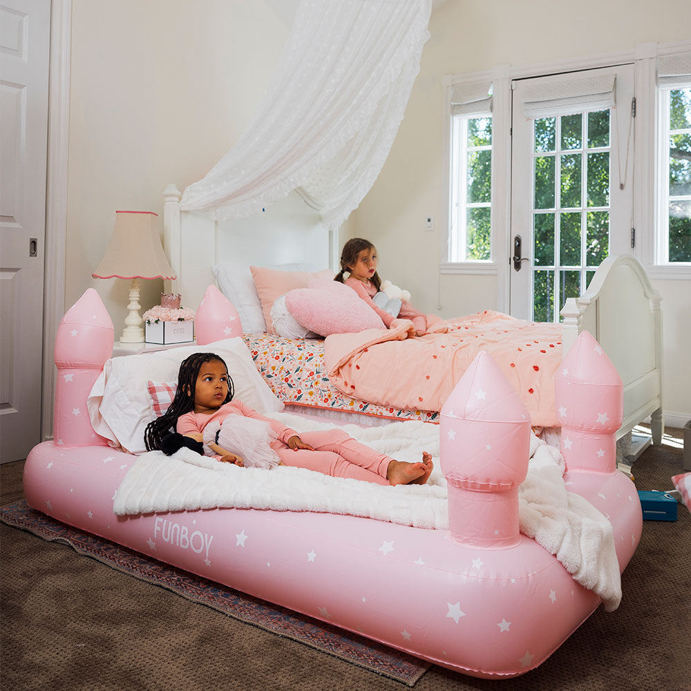 Pink Castle Sleepover Kids Air Mattress Funboy Inflatable Mattress Bonjour Fete - Party Supplies