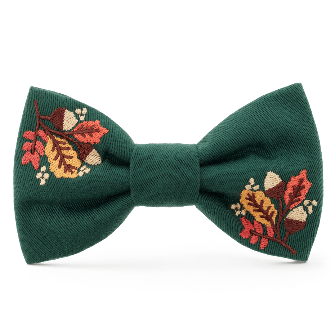 Fall Foliage Embroidered Dog Bow Tie