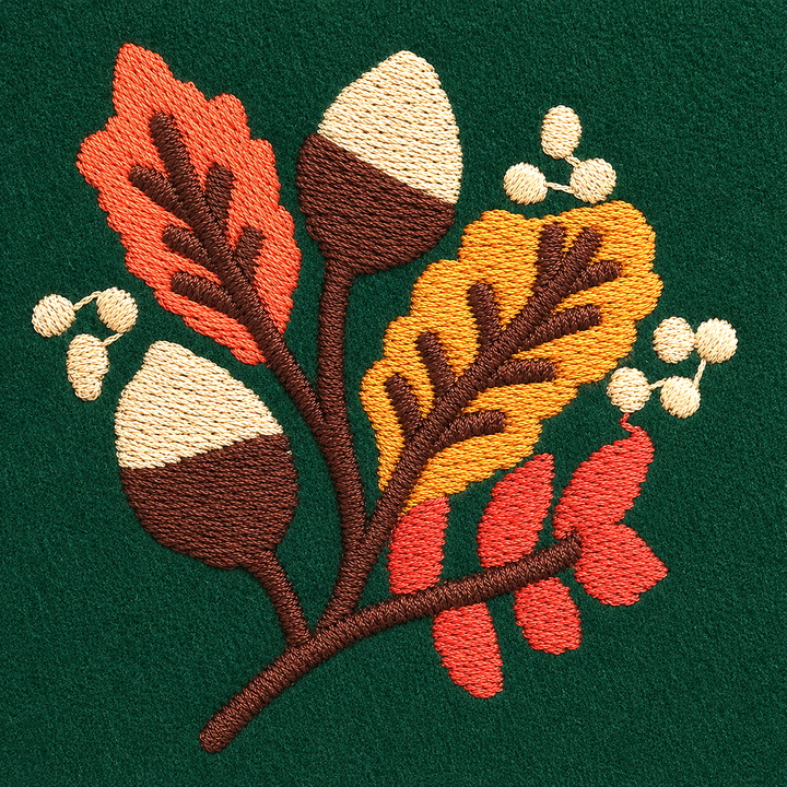 Fall Foliage Embroidered Lady Dog Bow