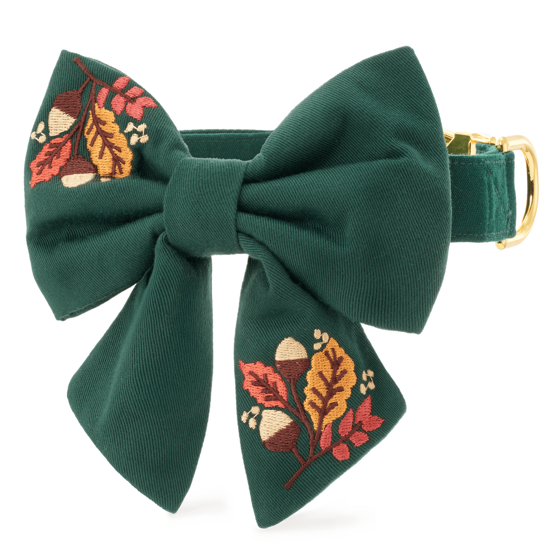 Fall Foliage Embroidered Lady Bow Collar