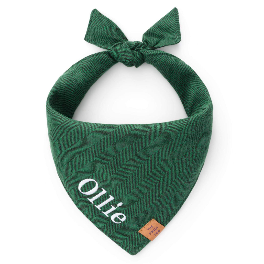 Evergreen Herringbone Flannel Dog Bandana