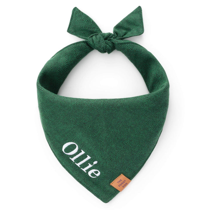 Evergreen Herringbone Flannel Dog Bandana