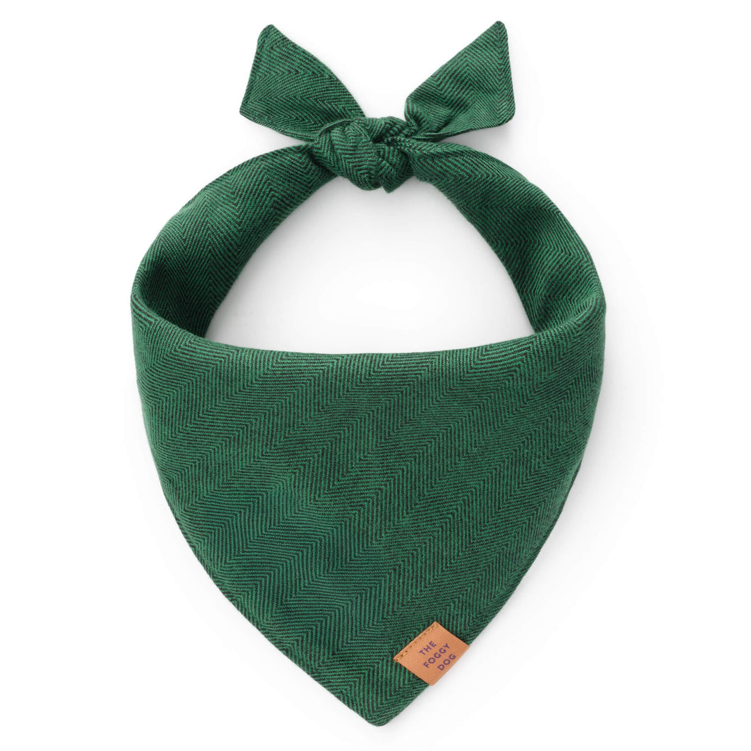 Evergreen Herringbone Flannel Dog Bandana