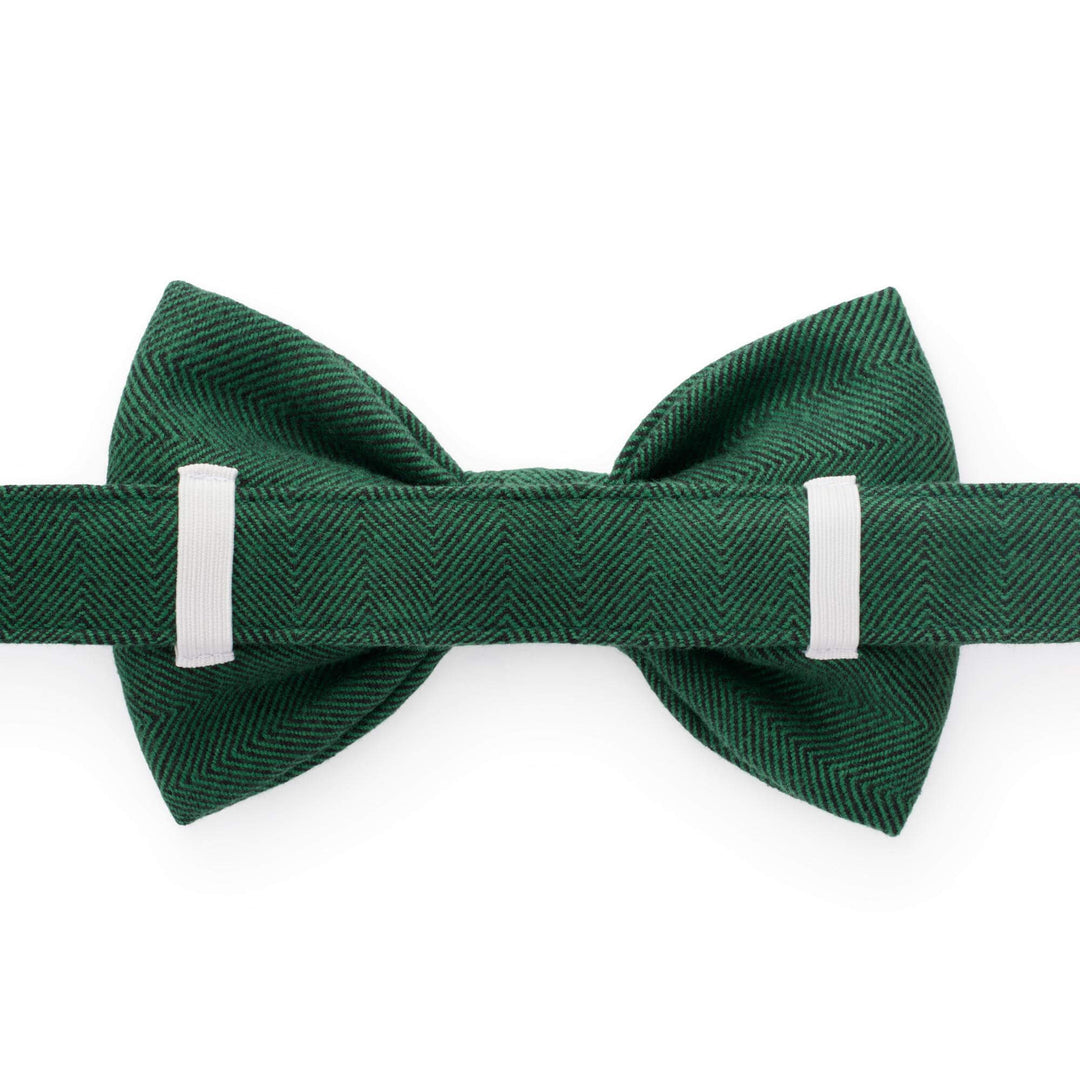 Evergreen Herringbone Flannel Dog Bow Tie