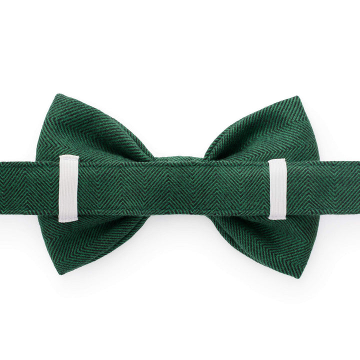 Evergreen Herringbone Flannel Dog Bow Tie