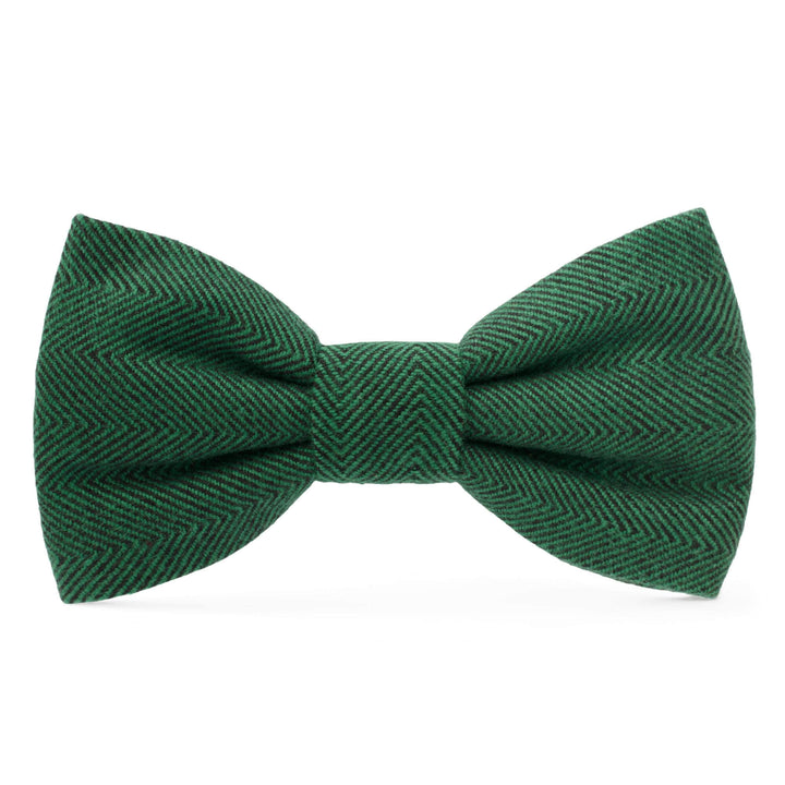 Evergreen Herringbone Flannel Dog Bow Tie