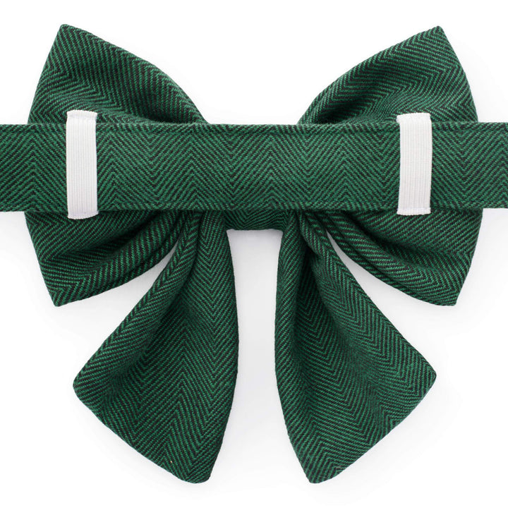 Evergreen Herringbone Flannel Lady Dog Bow