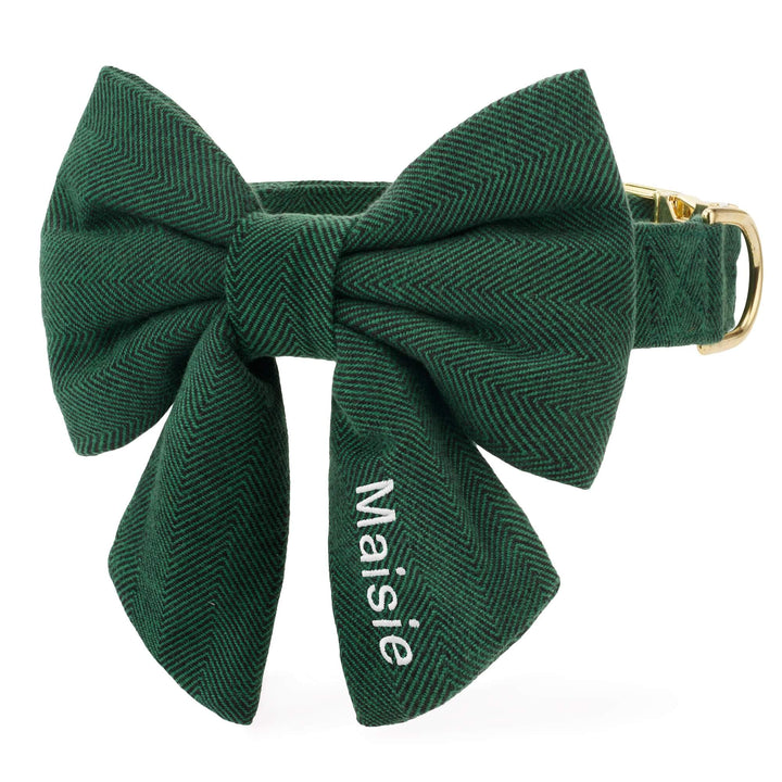 Evergreen Herringbone Flannel Lady Bow Collar