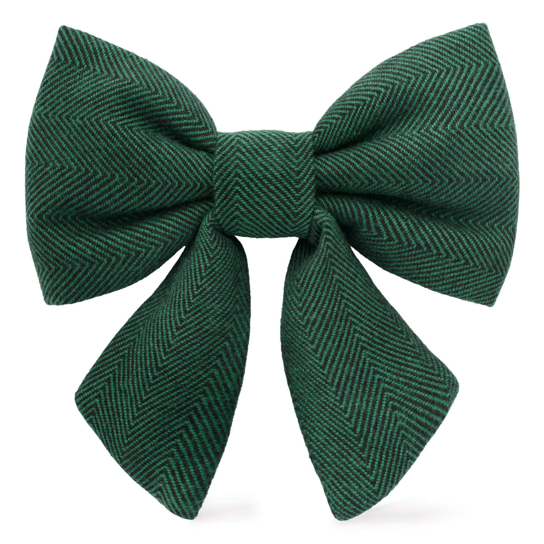 Evergreen Herringbone Flannel Lady Dog Bow