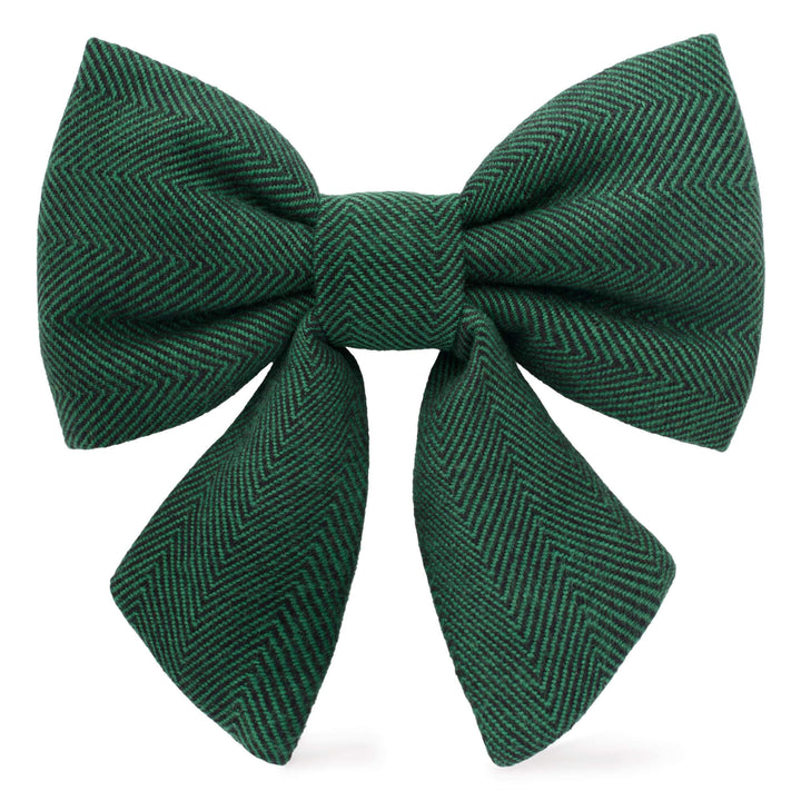 Evergreen Herringbone Flannel Lady Dog Bow