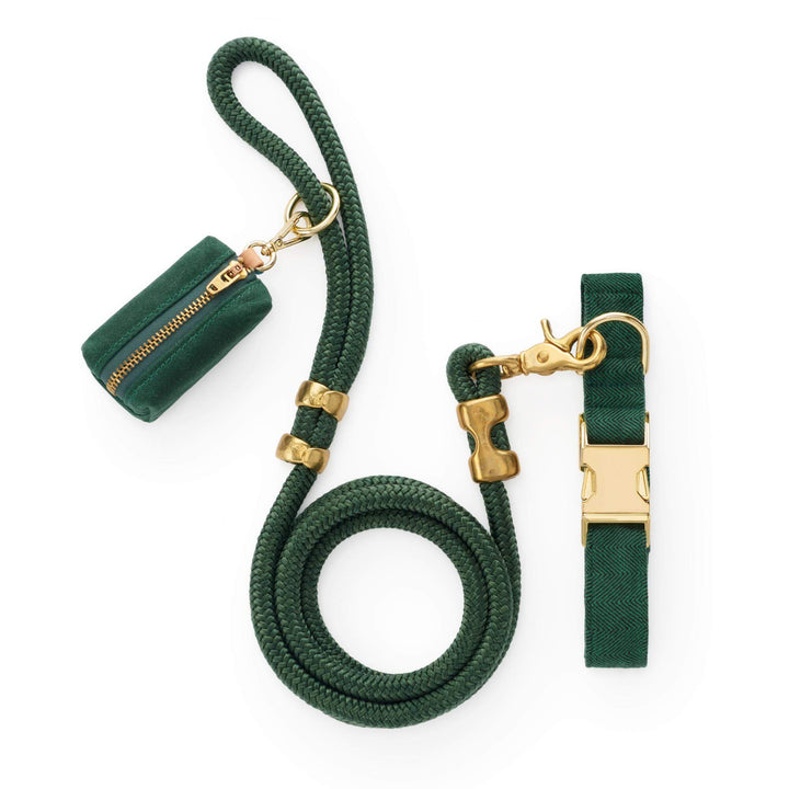 Evergreen Herringbone Flannel Collar Walk Set