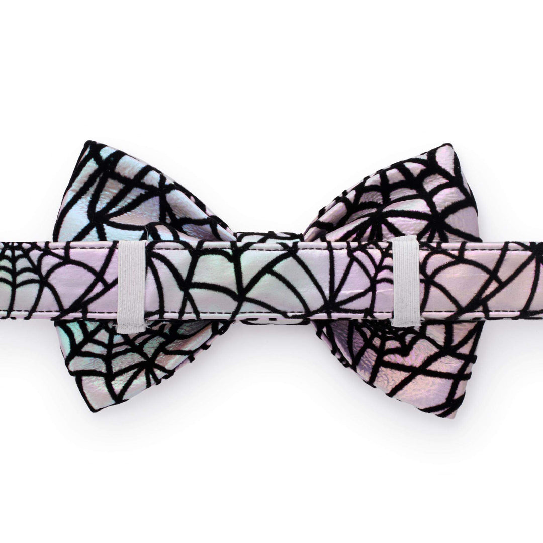 Holographic Spiderweb Bow Tie Collar