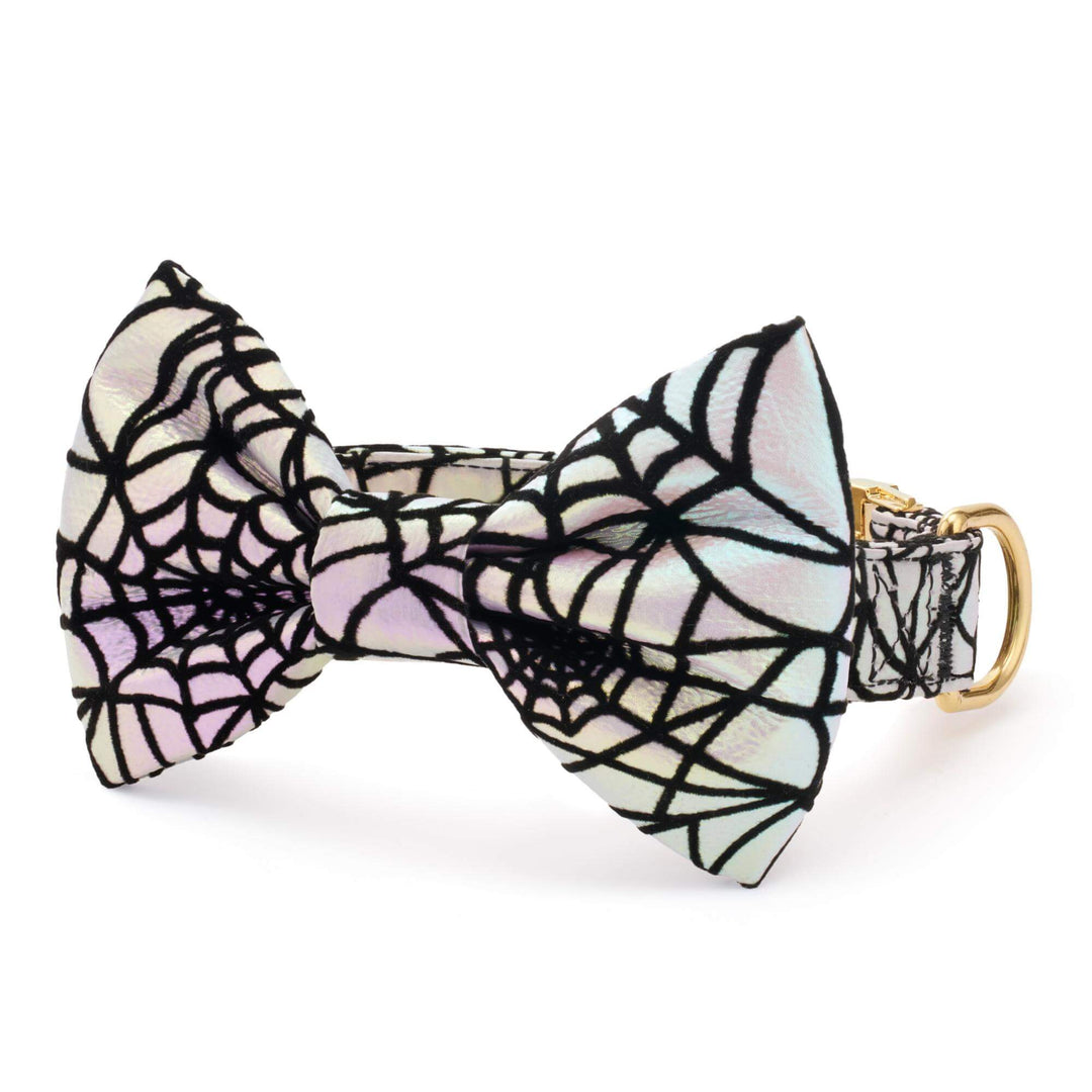 Holographic Spiderweb Bow Tie Collar