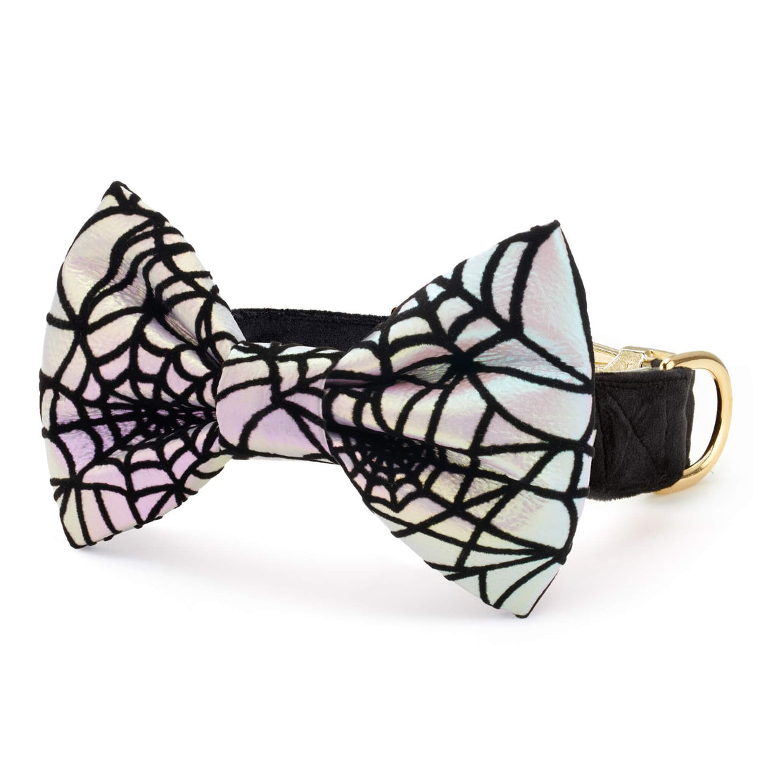 Holographic Spiderweb Bow Tie Collar