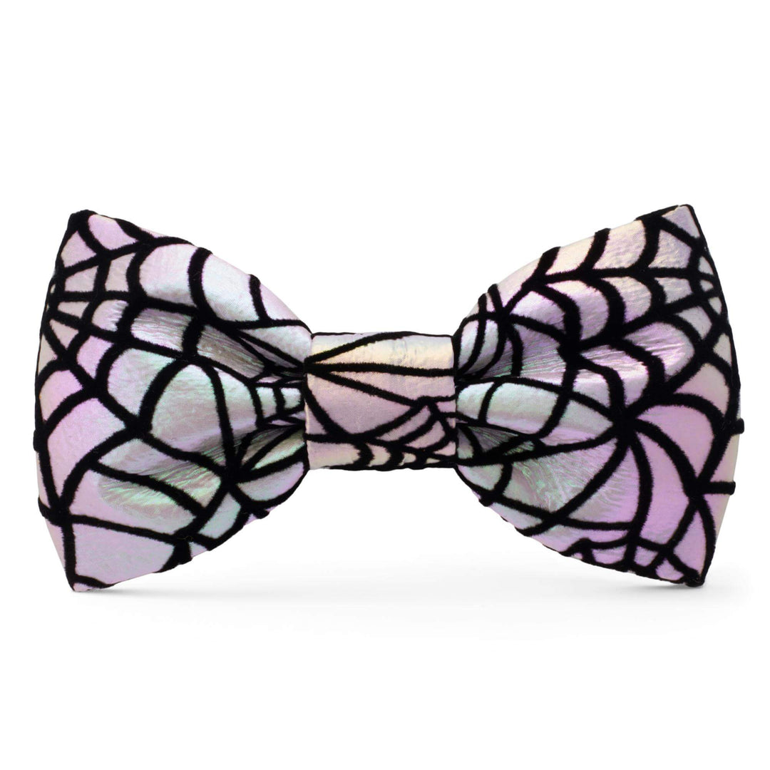 Holographic Spiderweb Dog Bow Tie