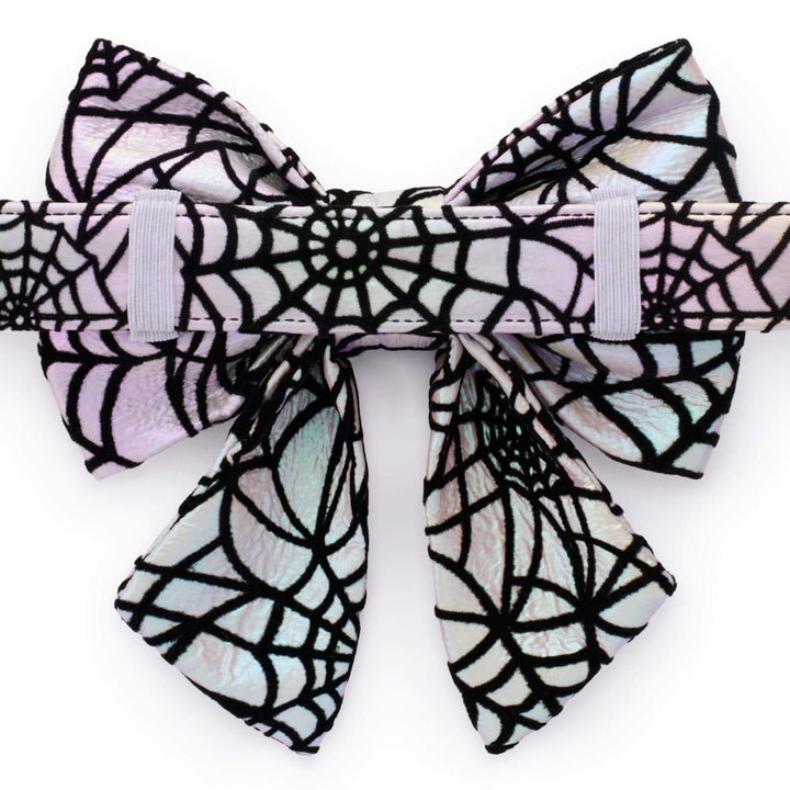 Holographic Spiderweb Lady Bow Collar