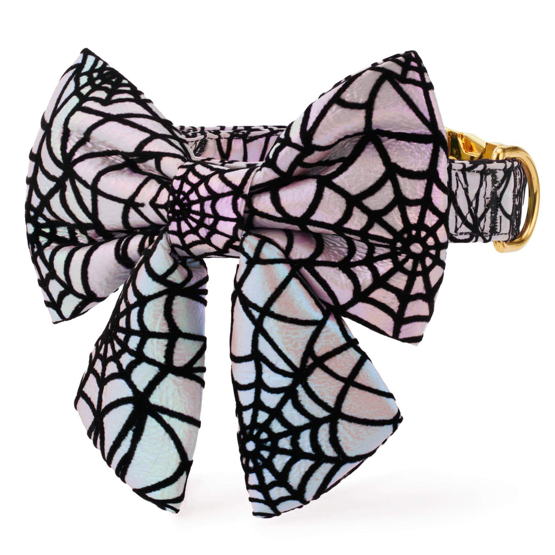 Holographic Spiderweb Lady Bow Collar