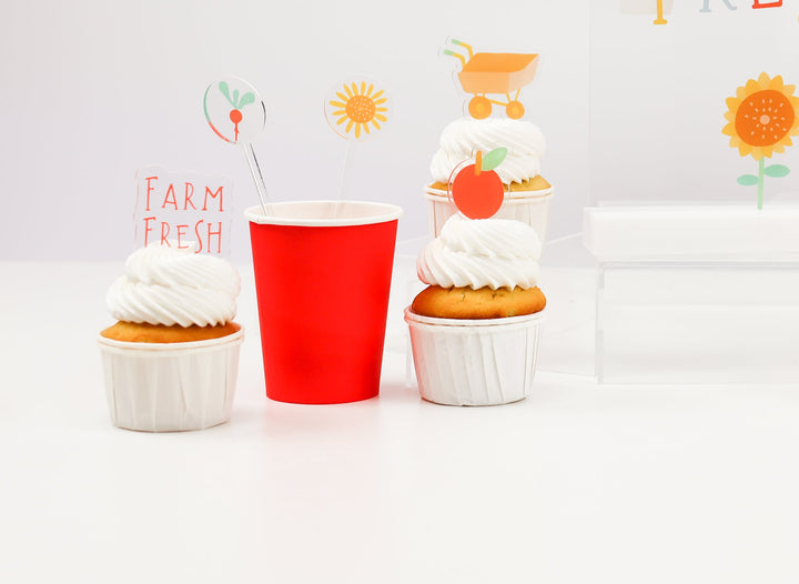 Joyeux Company Farm Fresh acrylic mini toppers scaled for single cupcakes
