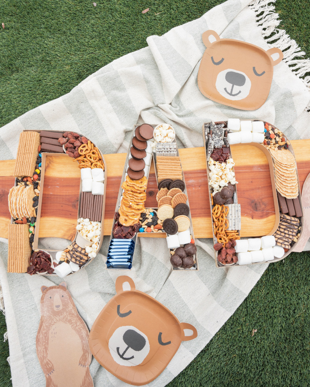 camping party smores board camp themed celebration bear plates