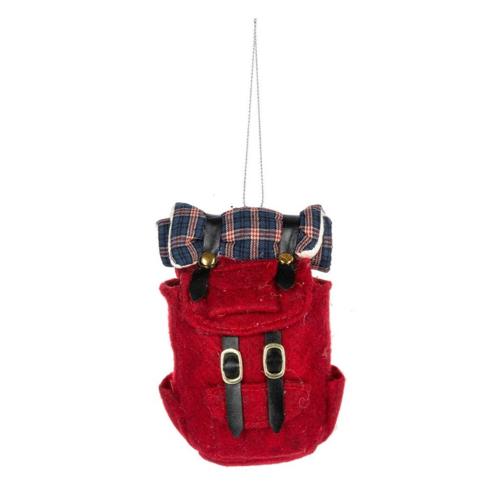 FELT BACKPACK ORNAMENT Ganz Red Bonjour Fete - Party Supplies