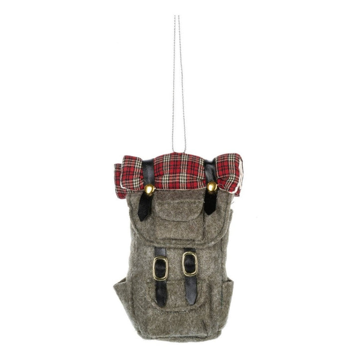 FELT BACKPACK ORNAMENT Ganz Grey Bonjour Fete - Party Supplies