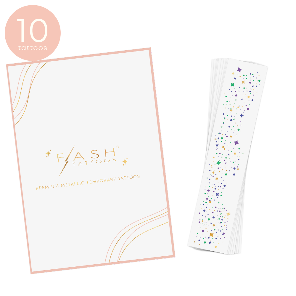 MARDI GRAS FACE FRECKLES Flash Tattoos Party Tats MARDI GRAS FACE FRECKLES Bonjour Fete - Party Supplies