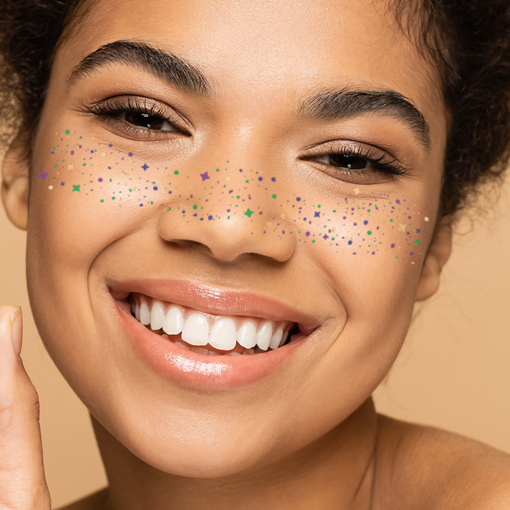 MARDI GRAS FACE FRECKLES Flash Tattoos Party Tats MARDI GRAS FACE FRECKLES Bonjour Fete - Party Supplies