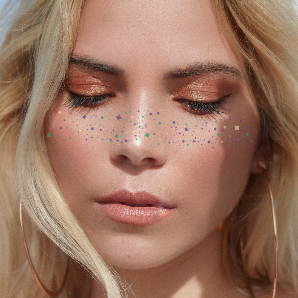 MARDI GRAS FACE FRECKLES Flash Tattoos Party Tats MARDI GRAS FACE FRECKLES Bonjour Fete - Party Supplies
