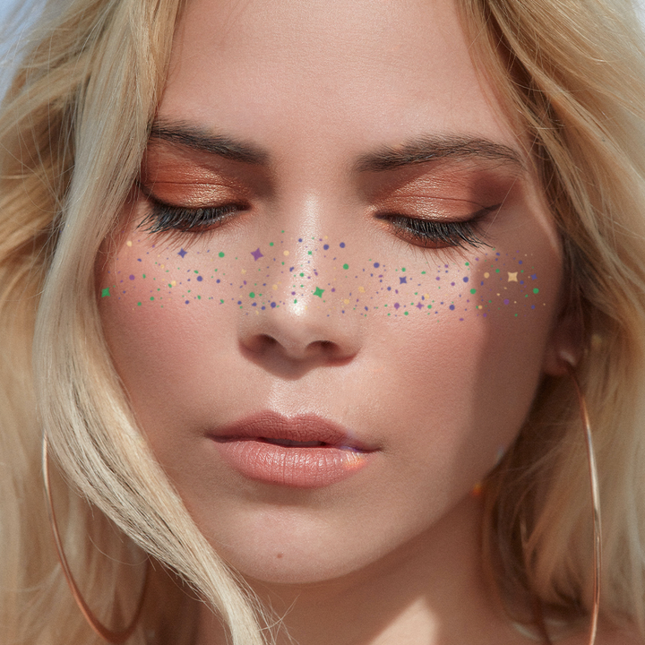 MARDI GRAS FACE FRECKLES Flash Tattoos Party Tats MARDI GRAS FACE FRECKLES Bonjour Fete - Party Supplies