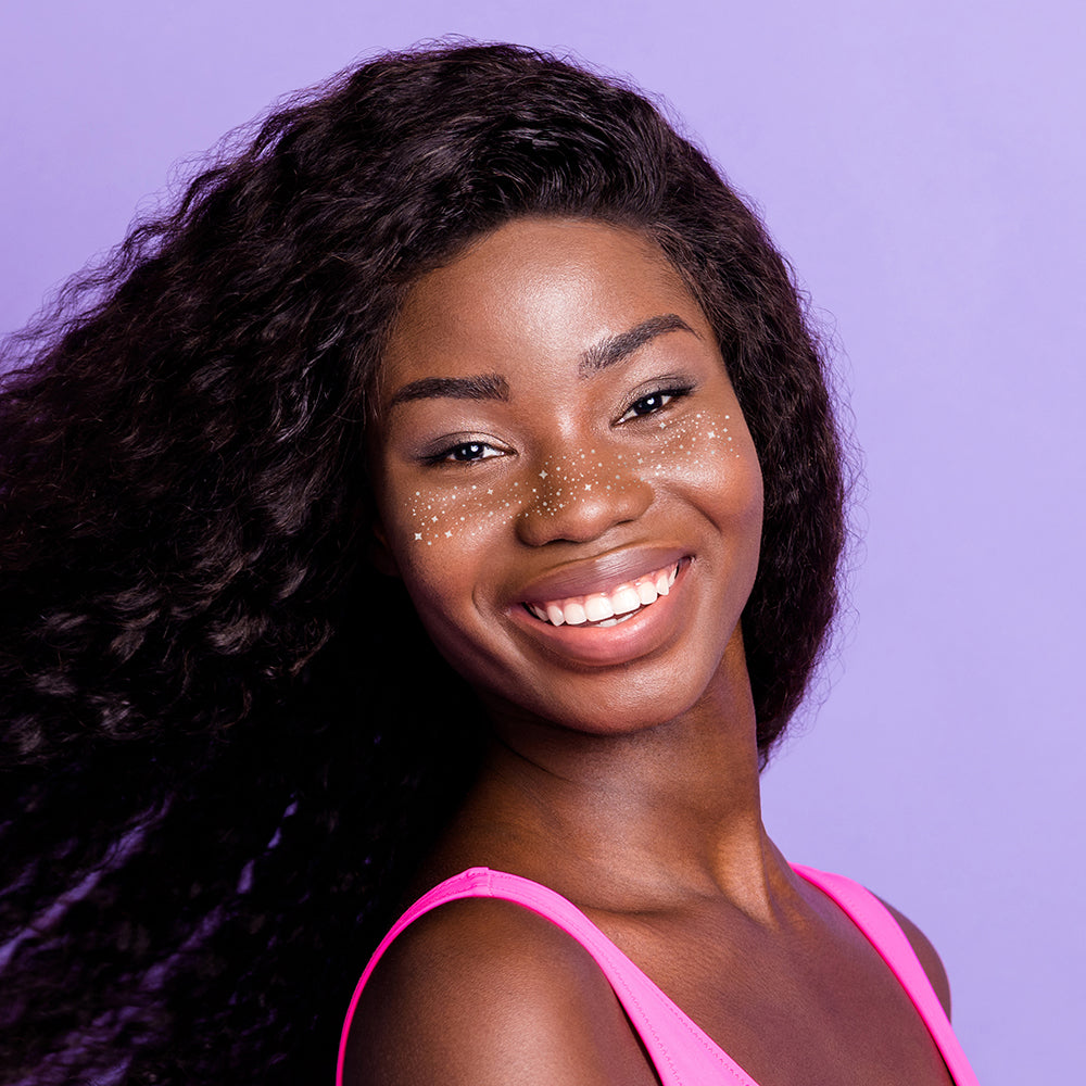 GALACTIC SILVER FACE FRECKLES Flash Tattoos Party Tats GALACTIC SILVER FACE FRECKLES Bonjour Fete - Party Supplies