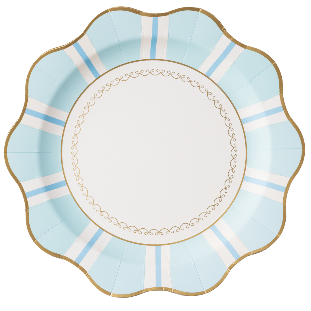 FRESH MINT REGENCY STRIPE DINNER PLATES Bonjour Fete Plates FRESH MINT REGENCY STRIPE DINNER PLATES Bonjour Fete - Party Supplies