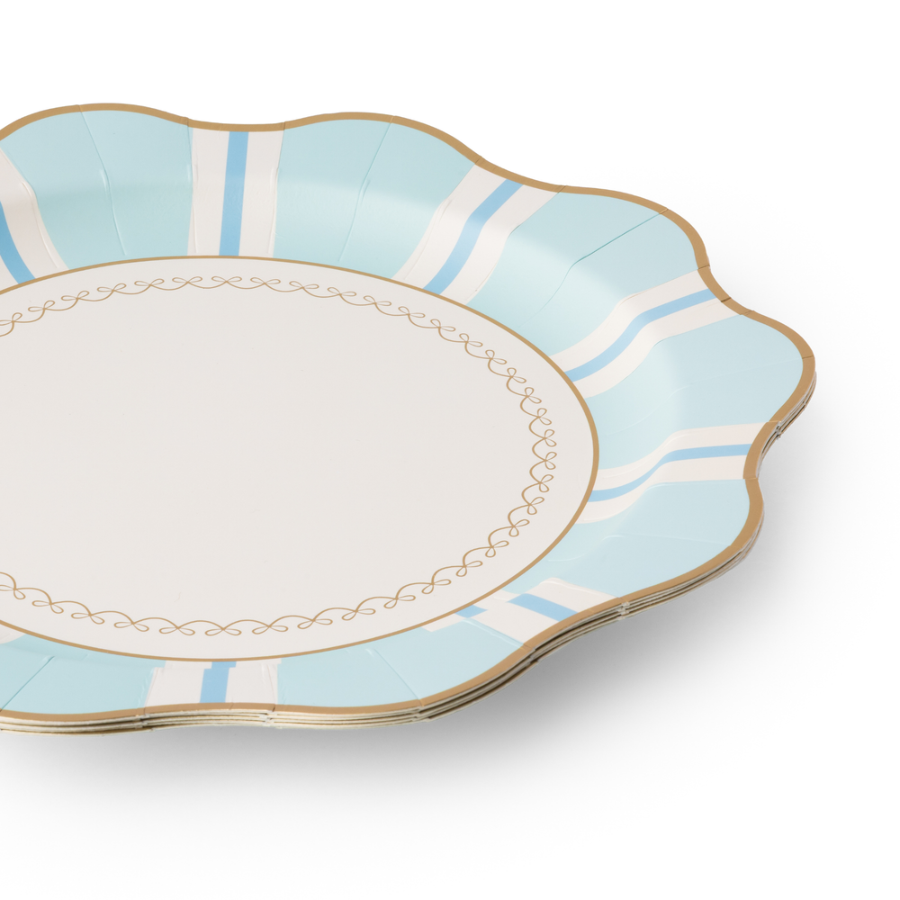 FRESH MINT REGENCY STRIPE DINNER PLATES Bonjour Fete Plates FRESH MINT REGENCY STRIPE DINNER PLATES Bonjour Fete - Party Supplies