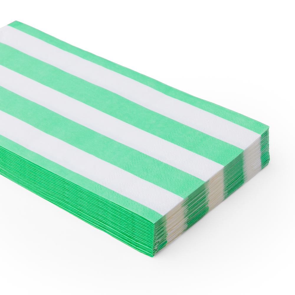 FRESH MINT SIGNATURE CABANA STRIPE GUEST TOWELS Bonjour Fete Napkins FRESH MINT SIGNATURE CABANA STRIPE GUEST TOWELS Bonjour Fete - Party Supplies