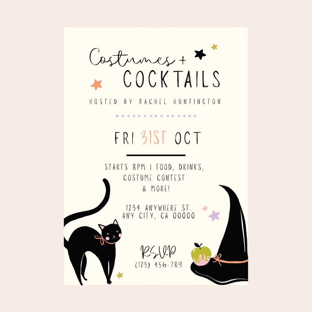 FRILLS AND THRILLS BLACK CAT AND WITCH HAT PARTY DIGITAL PARTY INVITATION DOWNLOAD Bonjour Fête FRILLS AND THRILLS BLACK CAT AND WITCH HAT PARTY DIGITAL PARTY INVITATION DOWNLOAD Bonjour Fete - Party Supplies