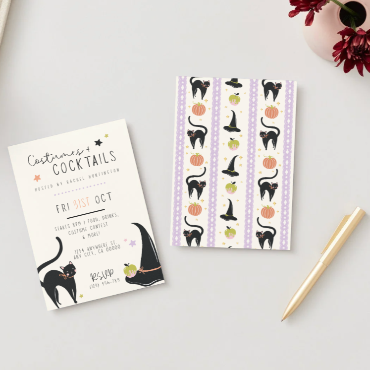 FRILLS AND THRILLS BLACK CAT AND WITCH HAT PARTY DIGITAL PARTY INVITATION DOWNLOAD Bonjour Fête FRILLS AND THRILLS BLACK CAT AND WITCH HAT PARTY DIGITAL PARTY INVITATION DOWNLOAD Bonjour Fete - Party Supplies