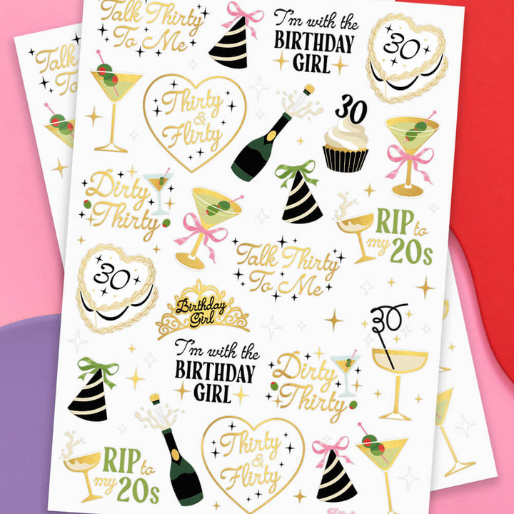 Dirty 30 Bday Tats - 50 temporary tattoos xo, Fetti Temporary Tattoos Dirty 30 Bday Tats - 50 temporary tattoos Bonjour Fete - Party Supplies