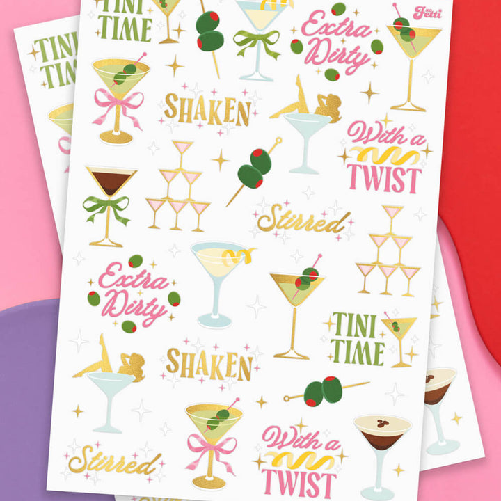 Martini Tats - 50 temporary tattoos xo, Fetti Temporary Tattoos Martini Tats - 50 temporary tattoos Bonjour Fete - Party Supplies