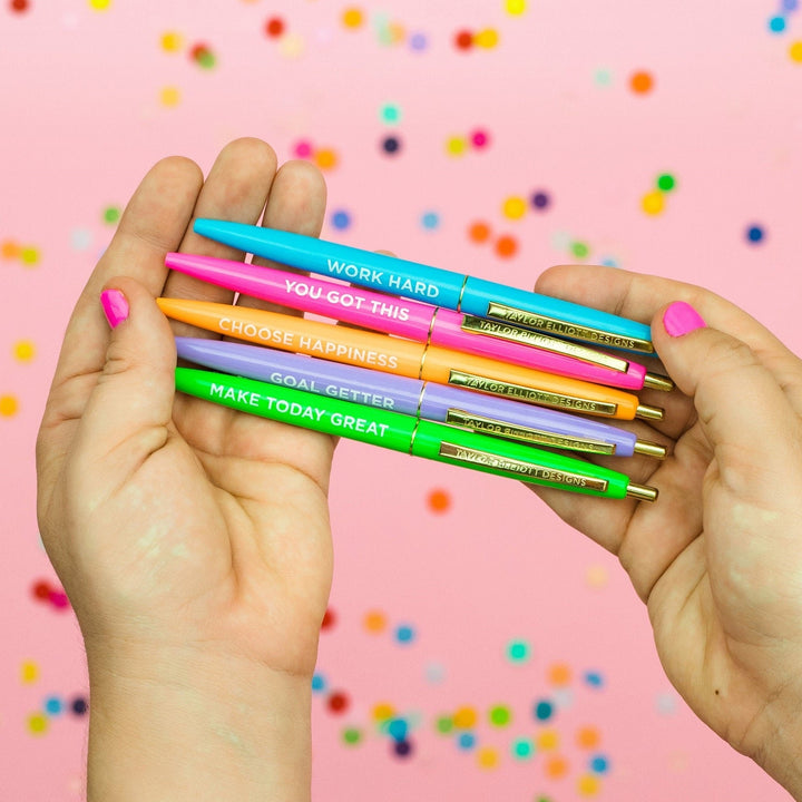 Motivational Pen Set Taylor Elliott Designs 05 - Writing Motivational Pen Set Bonjour Fete - Party Supplies