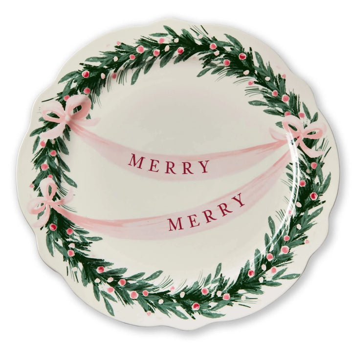 MERRY MERRY HOLIDAY GARLAND PLATTER Tag Serving Trays MERRY MERRY HOLIDAY GARLAND PLATTER Bonjour Fete - Party Supplies