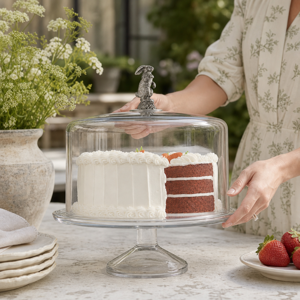 Bunny Glass Covered Cake / Dessert Stand