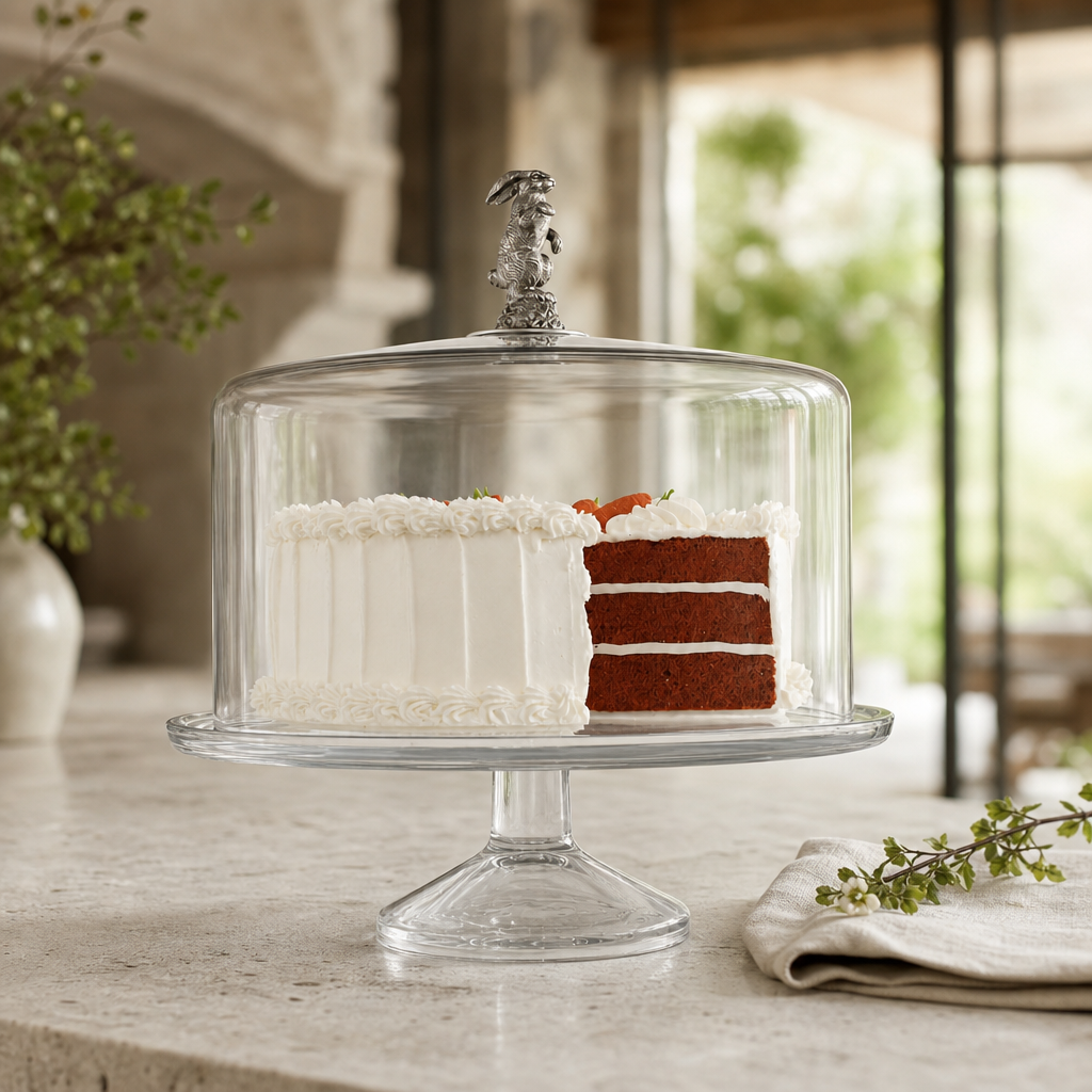 Bunny Glass Covered Cake / Dessert Stand
