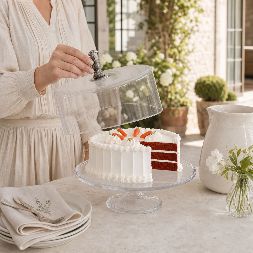 Bunny Glass Covered Cake / Dessert Stand