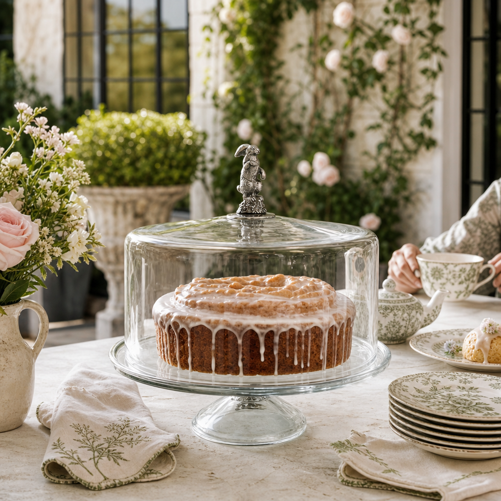 Bunny Glass Covered Cake / Dessert Stand
