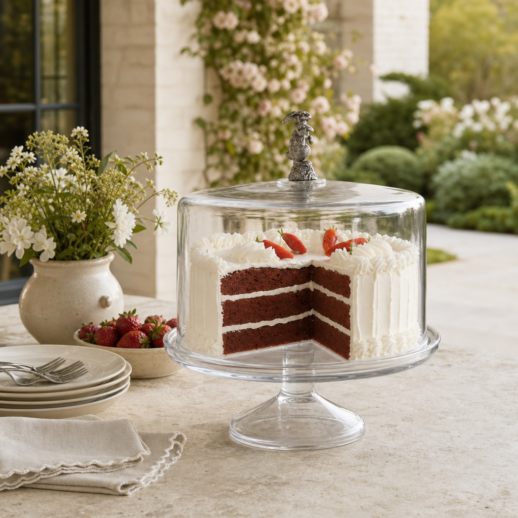 Bunny Glass Covered Cake / Dessert Stand
