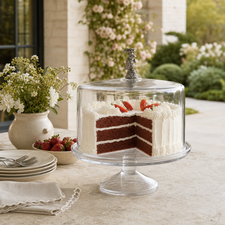 Bunny Glass Covered Cake / Dessert Stand